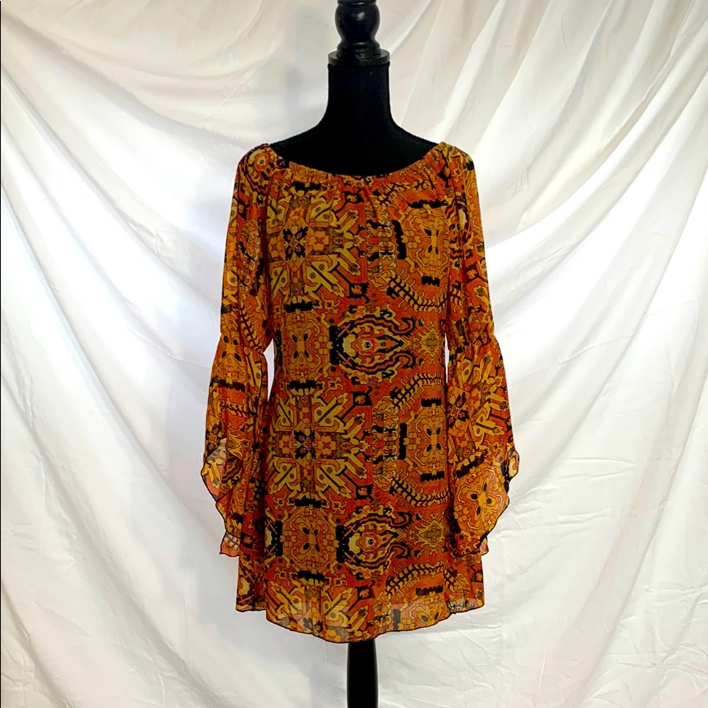 Bohemian Orange Patterned Dress